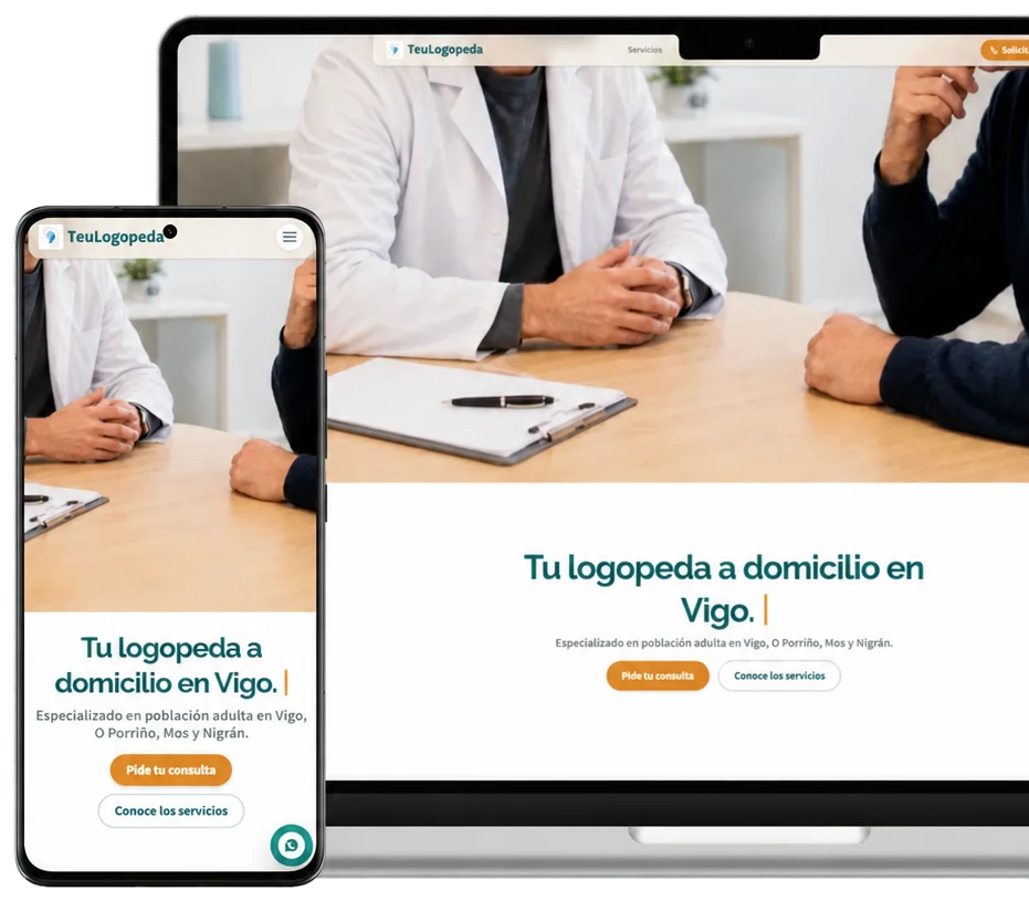 Diseño web responsive para TeuLogopeda en portátil y móvil, proyecto de desarrollo web en Vigo
